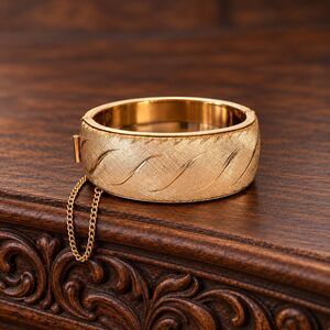 Vintage 1950s Bracelet Gold Filled Shell Florentine Leaf Mid-Century - 15N